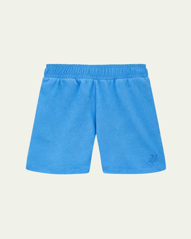 Boy's Embroidered French Terry Shorts, Size 2-14